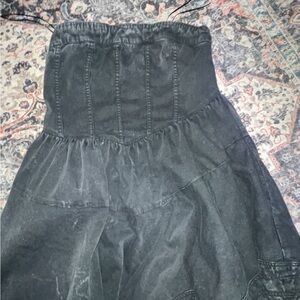 Black Strapless Denim Dress